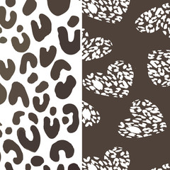 Fototapeta premium Leopard pattern, jaguar pattern, animal fur over heart