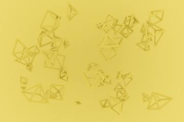 Bunch of triangle or square, flying, inter-locked, for design texture & background. 3D rendering.