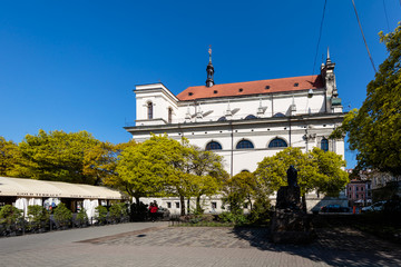 Fototapeta na wymiar Jesuit Church in Lviv is dedicated to Sts. Peter and Paul.