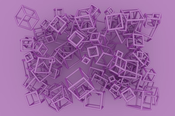 Bunch of triangle or square, flying, inter-locked, for design texture & background. 3D rendering.