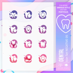 Dental icon set with glyph style for dental clinic. Healthcare icon bundle can use for website, app, UI, infographic, print template and presentation.