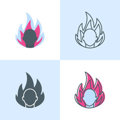 Anger concept icon set in flat and line styles