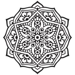 Black and white mandala vector isolated on white. Vector hand drawn circular decorative element.