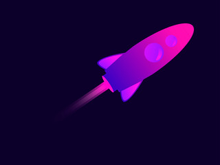 Spacecraft flight. Space rocket. Modern trend gradient. Vector illustration