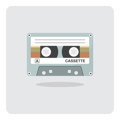 Vector design of flat icon, Cassette tape on isolated background.