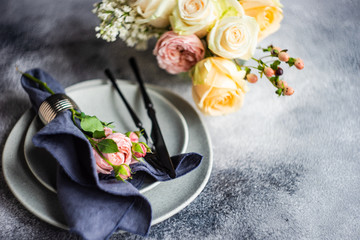 Floral card on concrete background