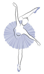Silhouette of a cute lady, she is dancing ballet. The girl has a beautiful figure. Woman ballerina. Vector illustration. © Nataliia