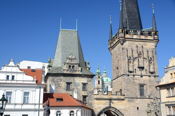 Fototapeta na wymiar Lesser Quarter Side of the Charles Bridge in Prague