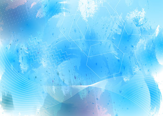 Abstract watercolor background with geometric pattern. Texture for wrap, wallpapers, fabric, web page backgrounds. Vector illustration