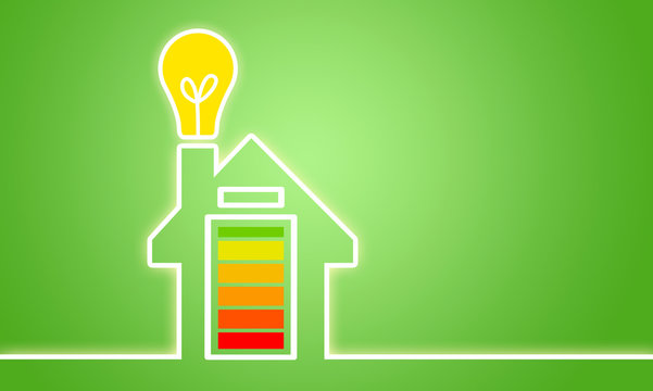 Haus Illustration Sonnenenegie mit Batteriespeicher, Akkuspeicher