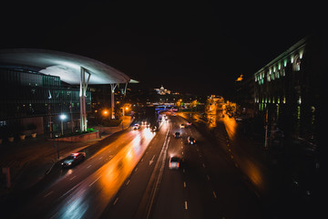 traffic in the city at night