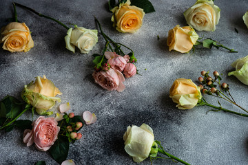 Floral card on concrete background