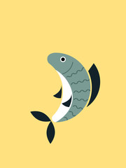 Fototapeta premium Fish on yellow background