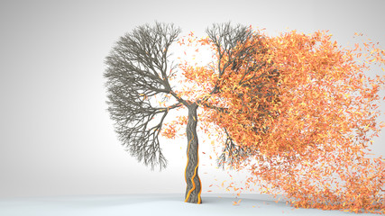 Lungs of the Earth. Tree in the shape of Lungs. Eco Concept. Save the World. 3D rendering.