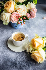 Floral card on concrete background
