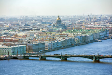 Fototapeta na wymiar The historic center of St. Petersburg from the air. View from the airlift. St. Petersburg. Russia
