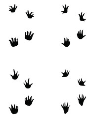 Black footprints of crocodile on a white background