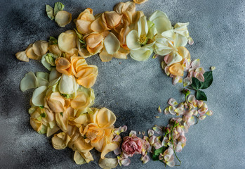 Beautiful floral card concept with fresh roses