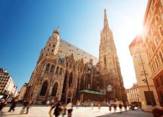 View to St. Stephen's Cathedral in Vienna, Austria - obrazy, fototapety, plakaty