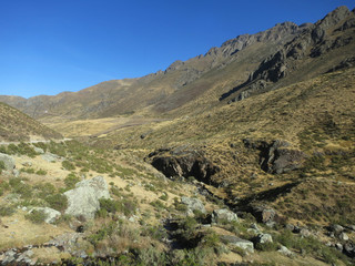 Fototapeta na wymiar Arid valley in the High western Andes in Peru