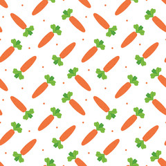 Cartoon colorful vector seamless pattern background with carrots and dots.