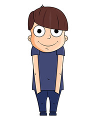 Cute cartoon boy with happy emotions. Vector illustration