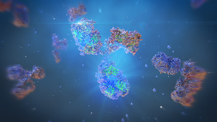 Human monoclonal antibody to fight cancer - obrazy, fototapety, plakaty