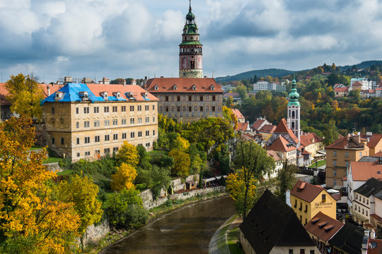Czech Republic, overlook over Cesky Krumlov and the Vltava river