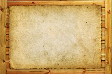 vintage background with old paper on wooden board