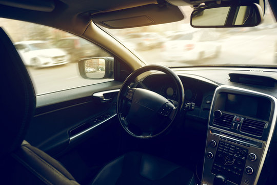 Car Inside, Black Interior, Unmanned Car