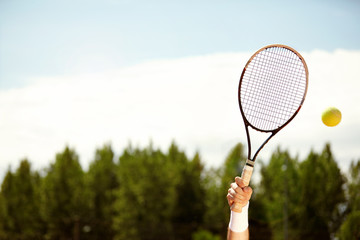 Tennis racket in air