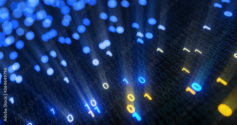Poster big data cloud computing internet of things iot ai network technology. data center digital code futu