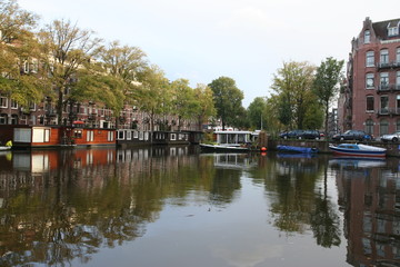Fototapeta na wymiar Canal of Hugo de Grootkade Amsterdam Netherlands,