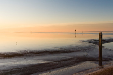 Low tide at the Dutch Wadden Sea in winter