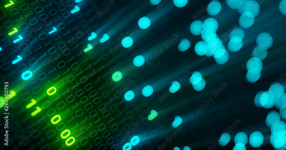 Poster Futuristic data stream, Digital flow. Dynamic pattern with power rays and light.Data transferring. Information concept. Technology background. 3D rendering