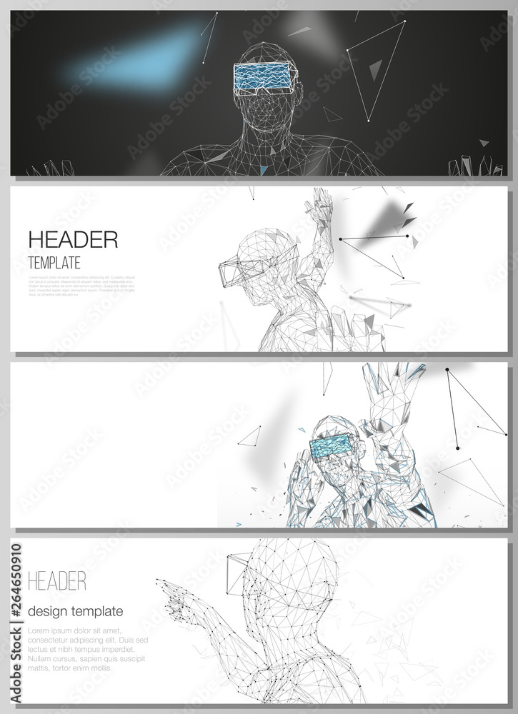 Wall mural the minimalistic vector illustration of the editable layout of headers, banner design templates. man