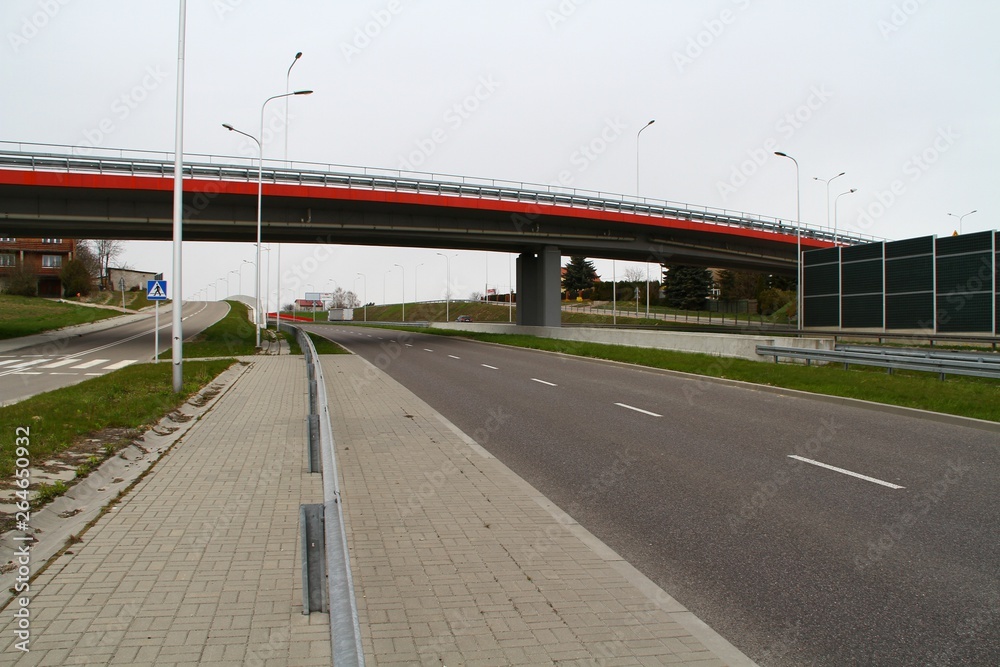 Wall mural this is a view of solidarnosci expressway in lublin. april 16, 2019. lublin, poland.