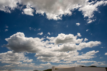 Fototapeta na wymiar Dramatic cloudy summer sky in Puebla Mexico