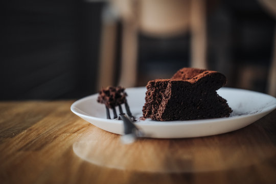 Slice Of Vegan Chocolate Brownie Cake