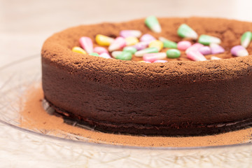 Dark Chocolate Flourless Cake With Candy Corn Topping