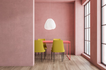 Pink dining room interior