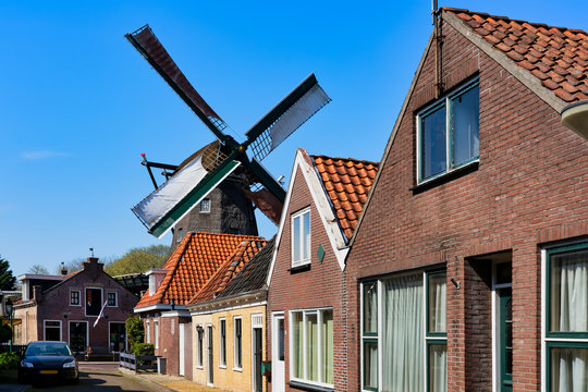 Smock Mill In Woudsend, Netherlands