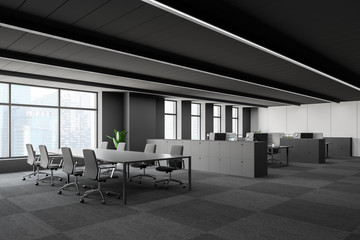 Gray meeting room corner in open space office
