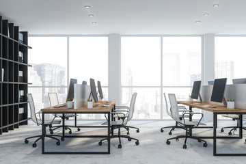 Side view of white open space office