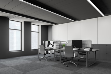White and gray open space office corner