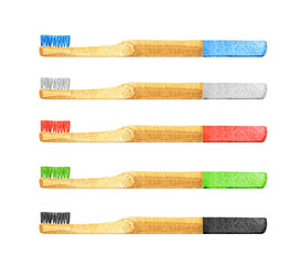 Bamboo toothbrush ecology natural color watercolor set
