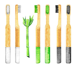 Toothbrush Bamboo ecology autentic wood watercolor set