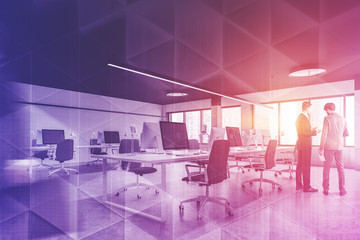 Businessmen in white open space office