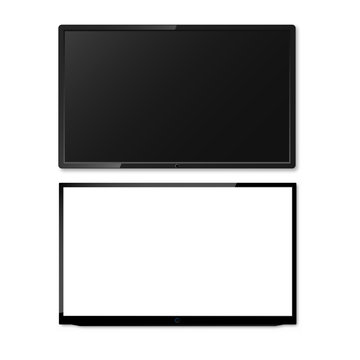 Realistic TV screen on white background. Blank screen lcd smart. Vector illustration