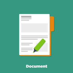 Document papers or data flat icon